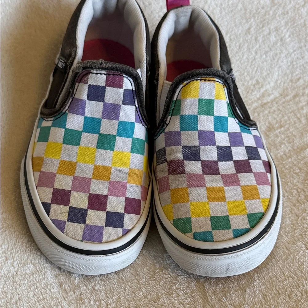 Vans Kids Slip-On Rainbow Checkerboard Sneakers - 11 toddler